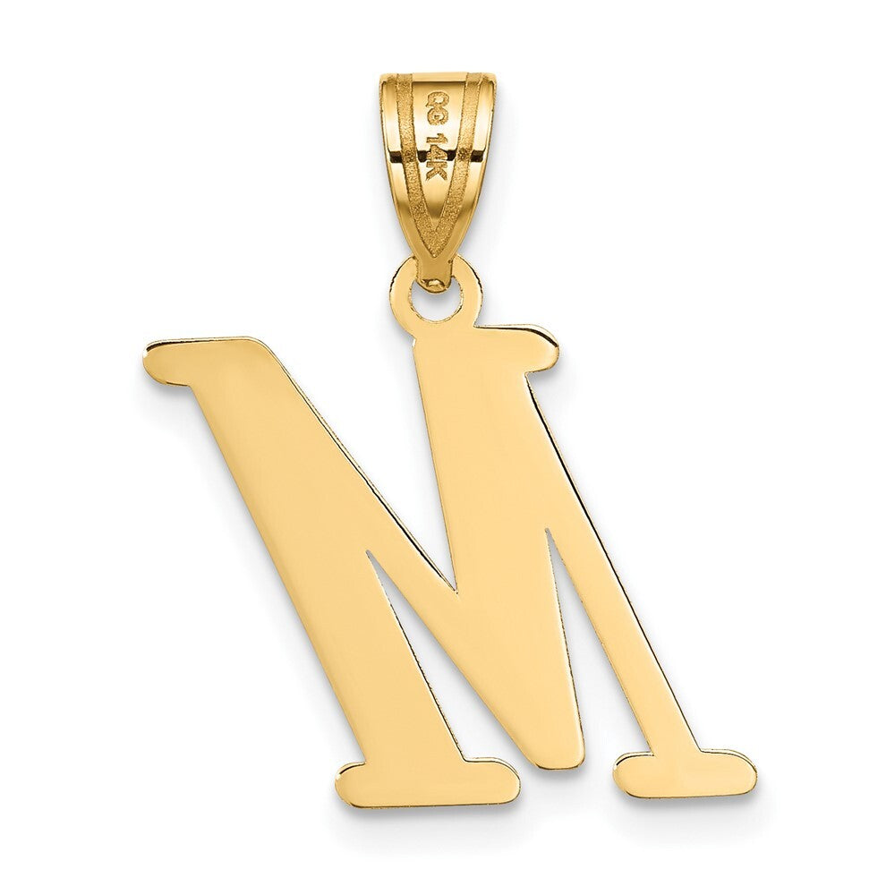 14k Yellow Gold Polished Letter M Initial Pendant for Women