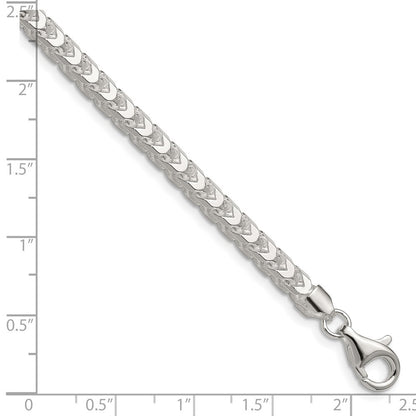 Sterling Silver 4.7mm Diamond-Cut Square Franco Chain Bracelet