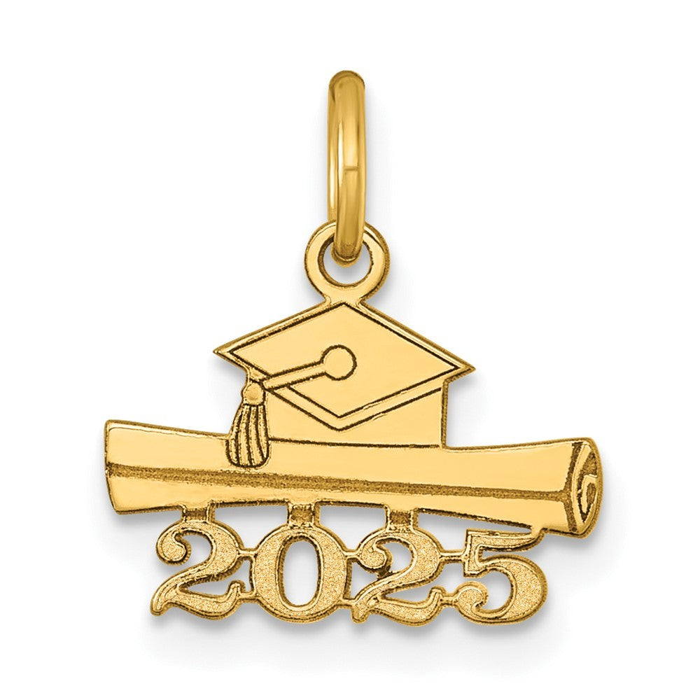 14k Yellow Gold 2025 Graduation Cap and Diploma Charm