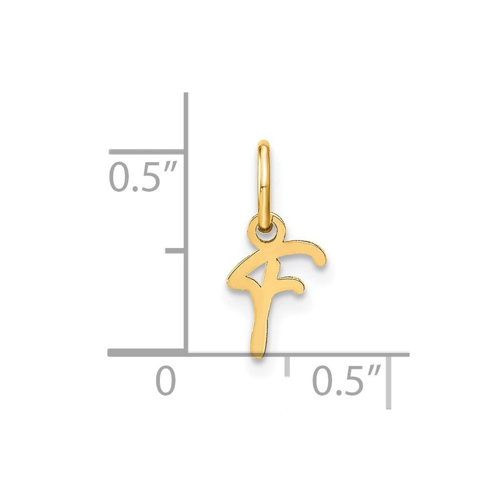 14k Yellow Gold Upper case Letter F Initial Charm Pendant for Women