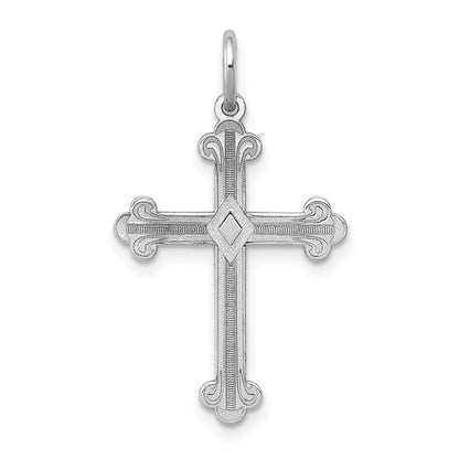 14k White Gold Laser Designed Cross Pendant for Women