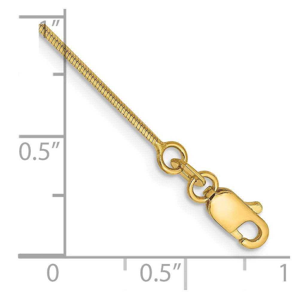 14k Yellow Gold 10 inch .8mm Octagonal Snake with Lobster Clasp Anklet