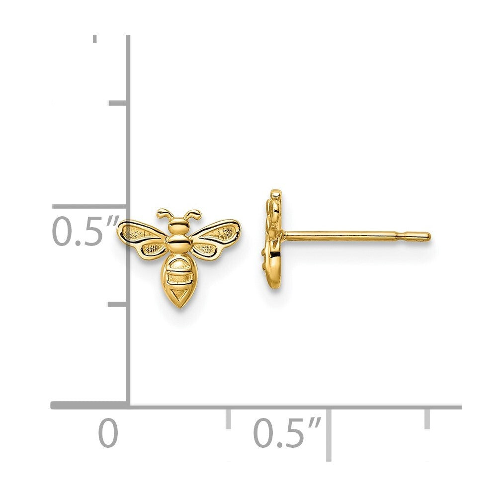 14k Yellow Gold Bumble Bee Stud Earrings Gift for Women