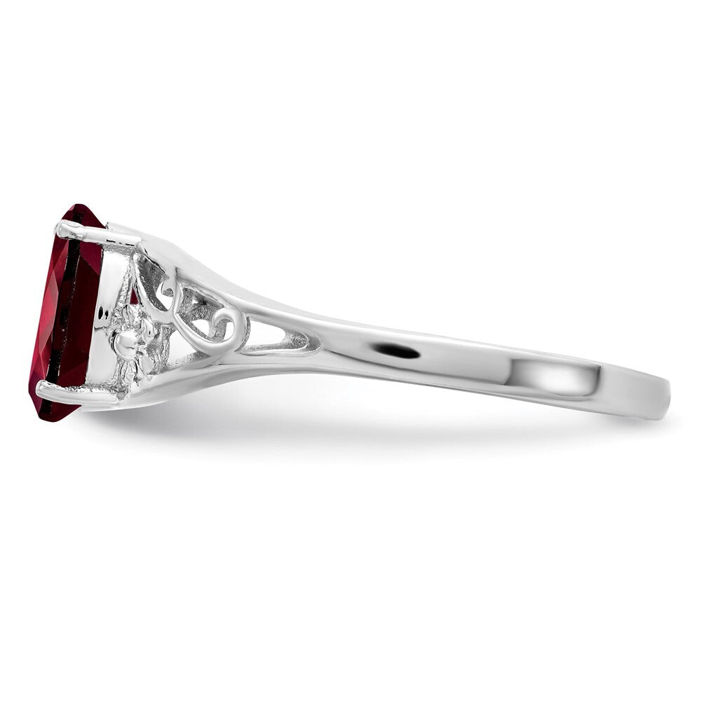 Sterling Silver Rhodium-plated Garnet Ring Size 7