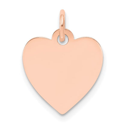14k Rose Gold Plain .013 Gauge Engraveable Heart Disc Charm Pendant