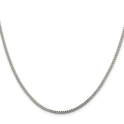 Sterling Silver 2mm Diamond-cut Square Franco Chain