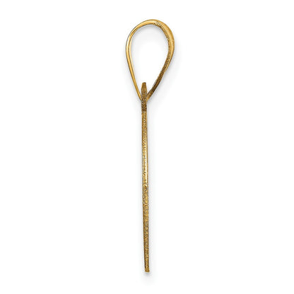 14k Yellow Gold Polished Etched Letter D Initial Pendant