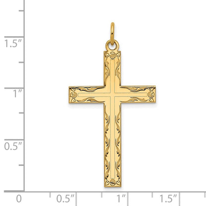 14k Yellow Gold Laser Designed Cross Pendant