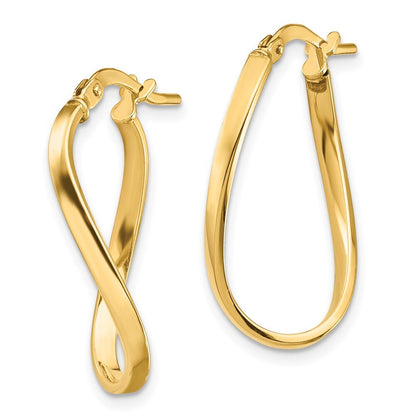 14k Yellow Gold Polished 2mm Wavy Hoop Earrings Gift for Women