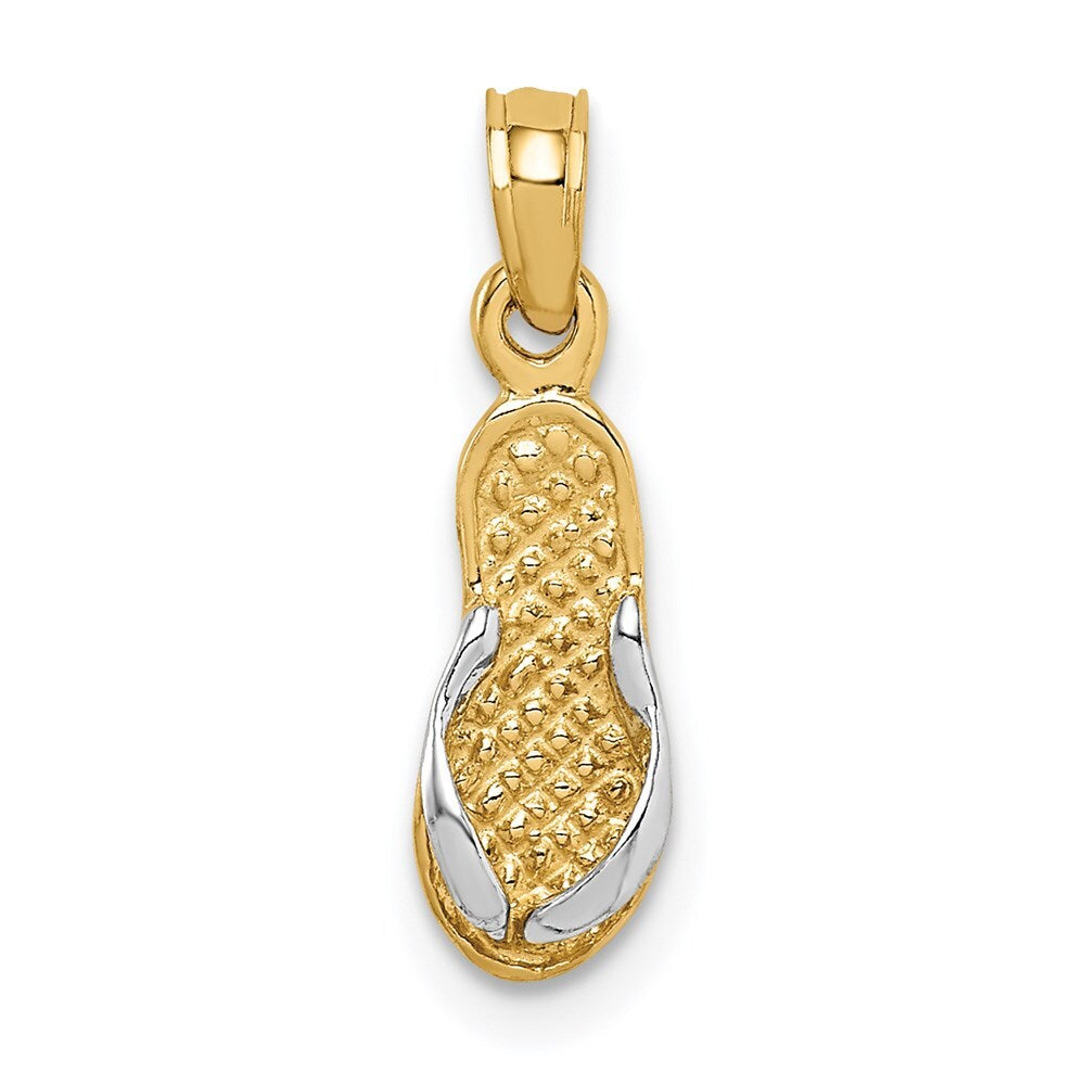 14k Yellow Gold 3D Rhodium Single Flip-Flop Pendant for Women