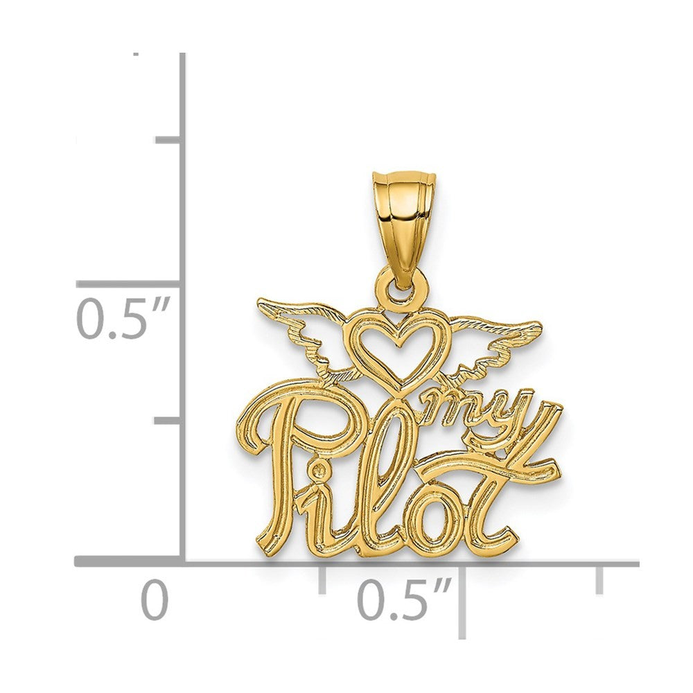 14k Yellow Gold HEART MY PILOT Charm