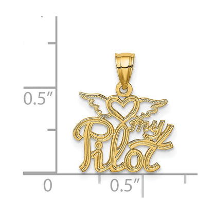 14k Yellow Gold HEART MY PILOT Charm