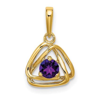 14k Yellow Gold Amethyst Triangle Pendant