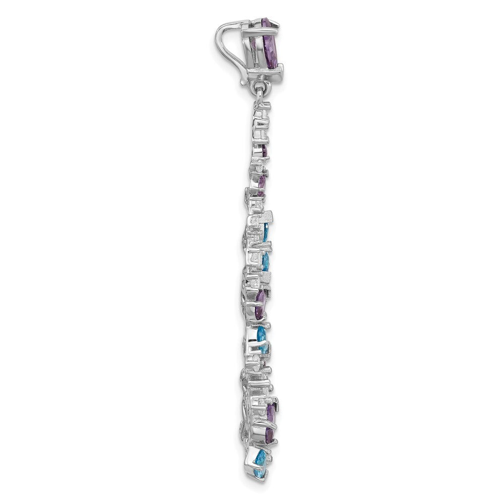 Sterling Silver Polished White/Blue/Purple Cubic Zirconia Pendant