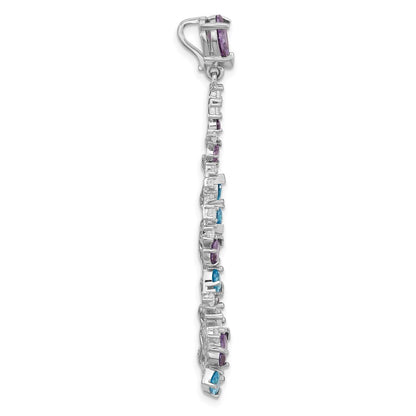Sterling Silver Polished White/Blue/Purple Cubic Zirconia Pendant