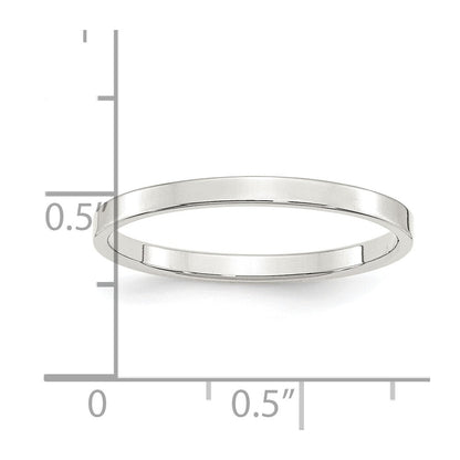 Sterling Silver Rhodium-plated 2mm Flat Size 6 Band Ring