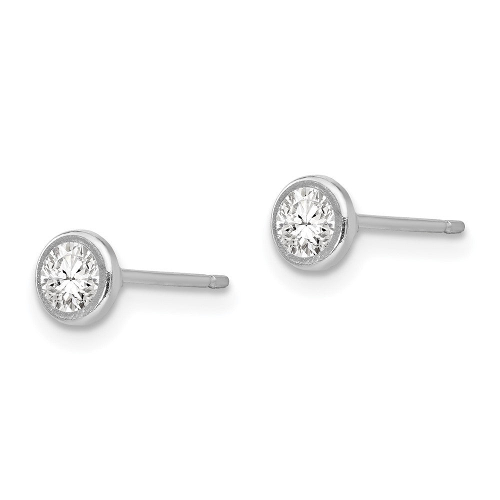14k White Gold 4mm Bezel Set CZ Earrings