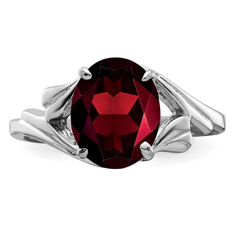 Sterling Silver Rhodium-plated Garnet Ring Size 8