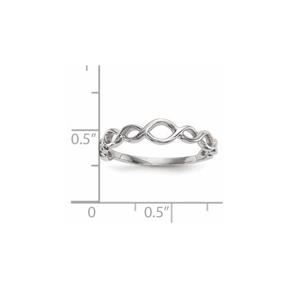 14k White Gold Polished Twisted Loops Ring Size 7
