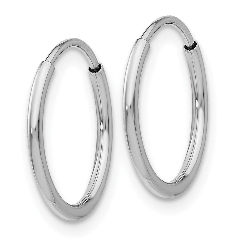 14k White Gold Polished Endless Tube Hoop Earrings Gift for Women