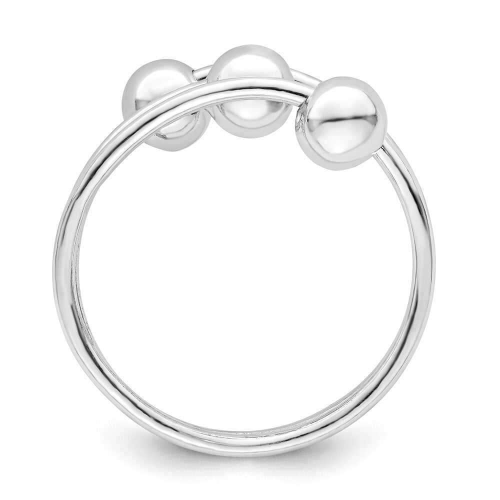 Sterling Silver Rhodium-plated Polished 3 Ball Ring Size 8