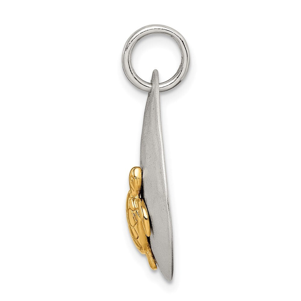Sterling Silver Gold-Tone Turtle Brushed Pendant Holiday Gift for Women