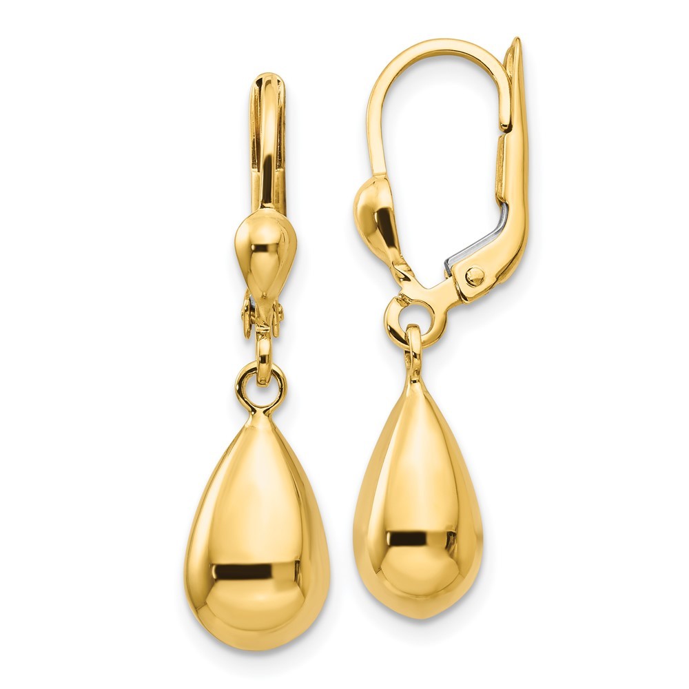 14k Yellow Gold Polished Fancy Drop Dangle Earrings