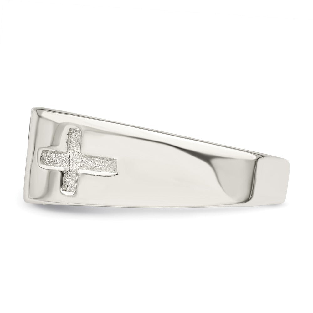 Sterling Silver Rhodium-plated Enameled Cross Ring Size 10