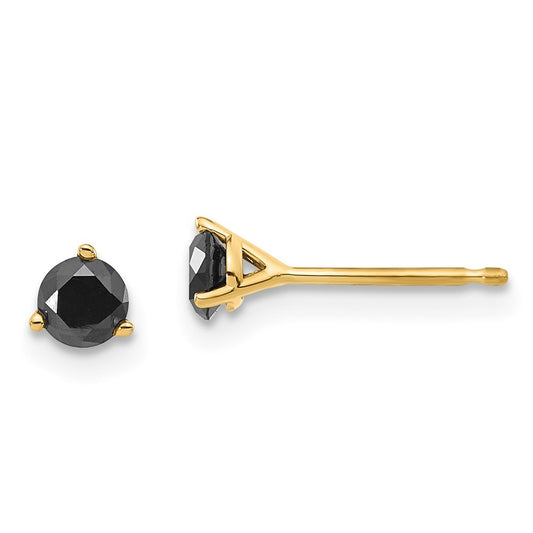 14k Yellow Gold 3/8ct. Black Diamond Stud Earrings