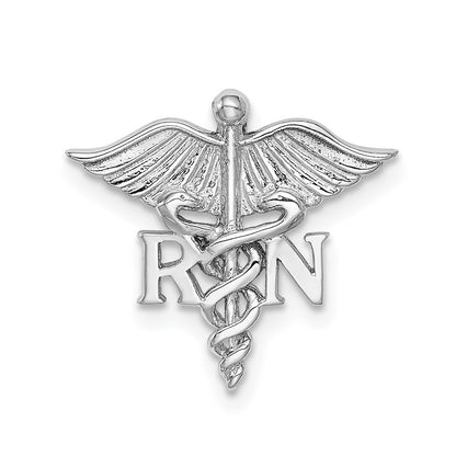 14k White Gold White Polished RN Medical Chain Slide Pendant for Women