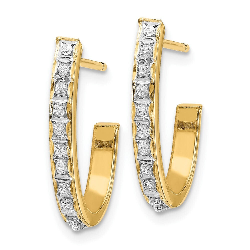14k Yellow Gold Diamond Fascination J Hoop Earrings Gift for Women