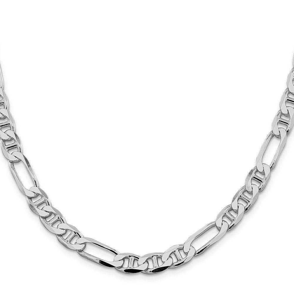 Sterling Silver Rhodium-plated 7.5mm Figaro Anchor Chain Necklace