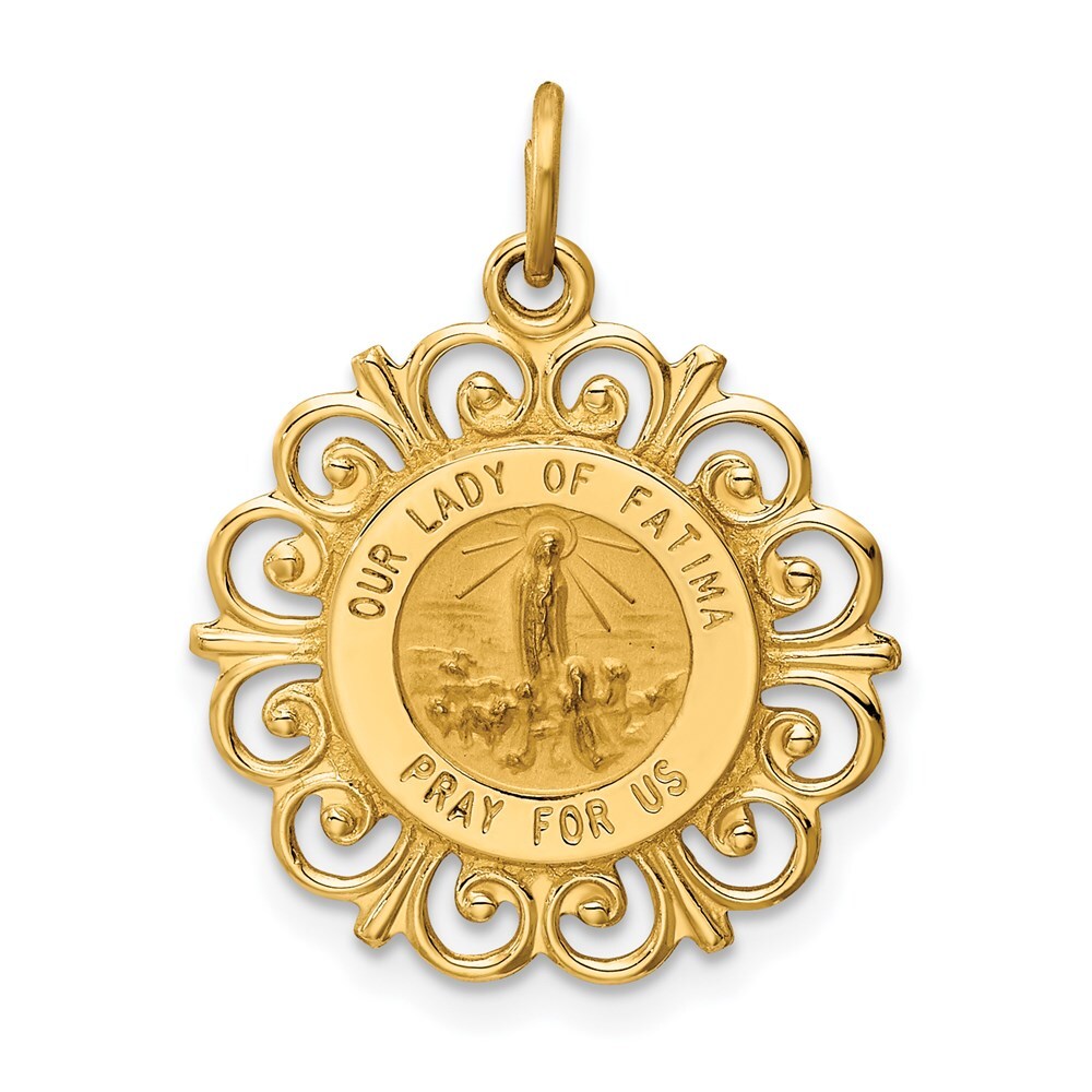 14k Yellow Gold Our Lady of Fatima Medal Pendant for Women