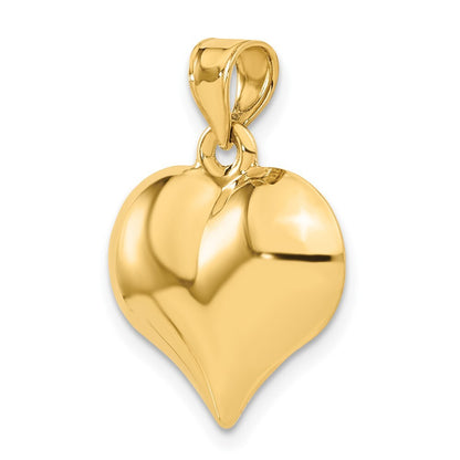 14k Yellow Gold Polished 3-D Puffed Heart Pendant for Women