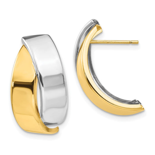 14k Two-tone Gold Polished Earrings