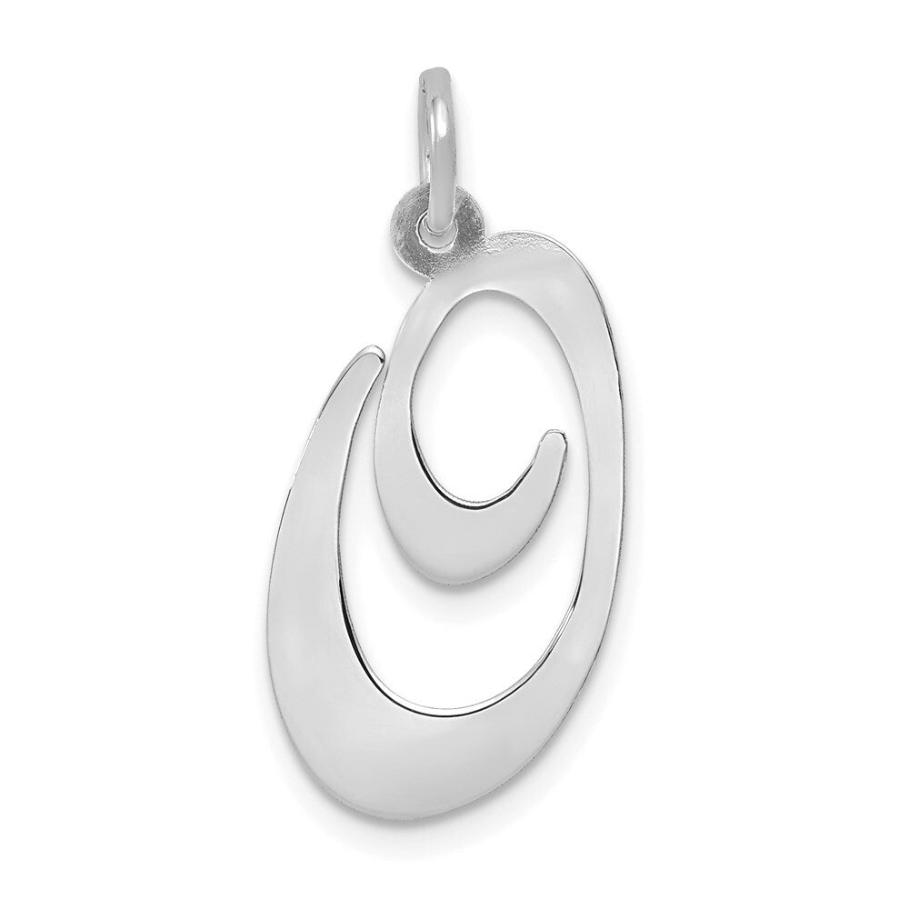 14k White Gold Large Fancy Script Letter O Initial Charm Pendant for Women