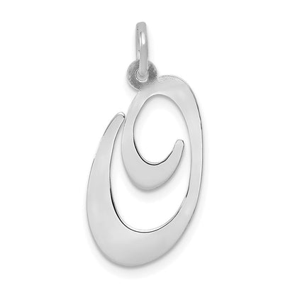 14k White Gold Large Fancy Script Letter O Initial Charm Pendant for Women