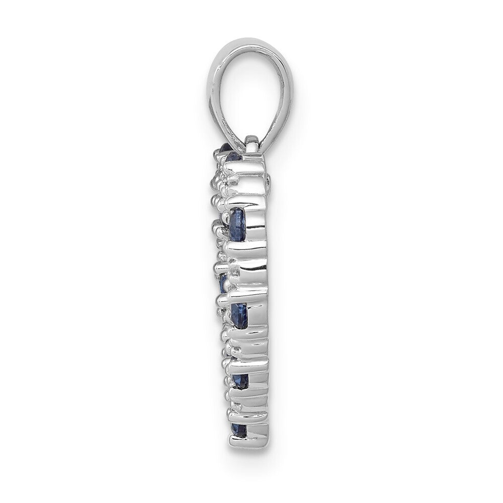 14k White Gold Diamond and Sapphire Heart Pendant for Women