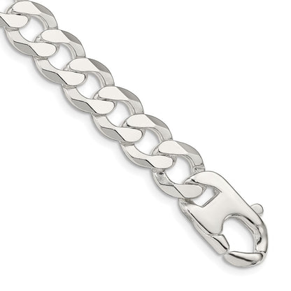 Sterling Silver 14mm Flat Curb Chain Bracelet
