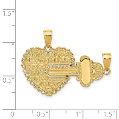14k Yellow Gold Polished 2 Piece Break Apart HE WHO HOLDS THE KEY Charm Pendants