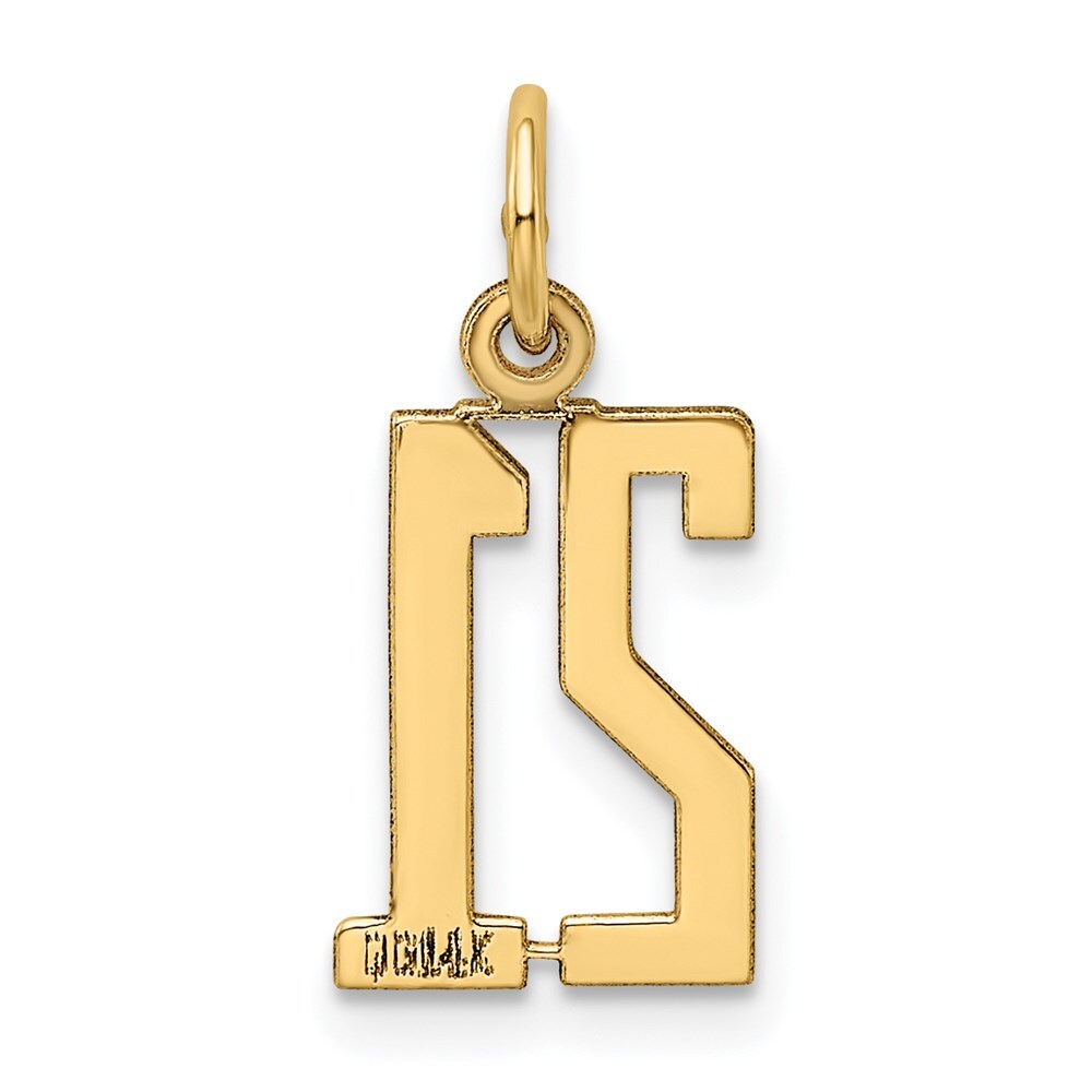 14k Yellow Gold Small Elongated Number 21 Charm Pendant for Women