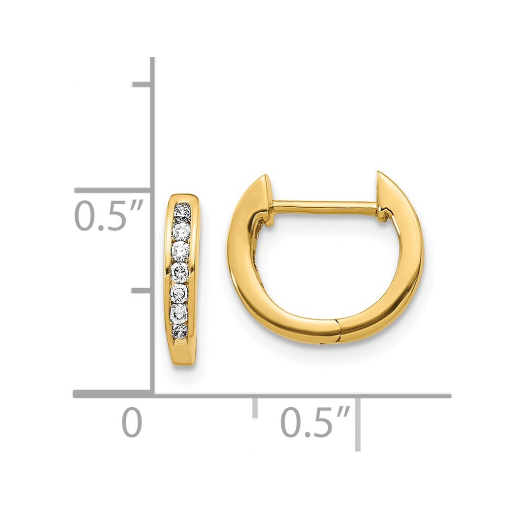 14k Yellow Gold Gold Polished Diamond Hinged Hoop Earrings