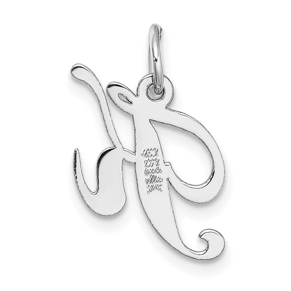 14k White Gold Small Fancy Script Letter K Initial Charm Pendant