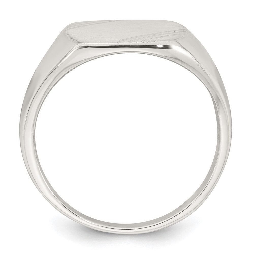 Sterling Silver Polished Brushed and Grooved Men's Signet Ring Size 9