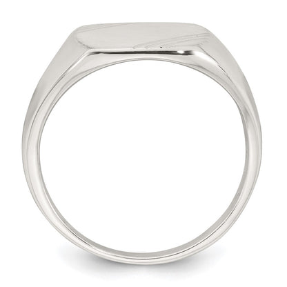 Sterling Silver Polished Brushed and Grooved Men's Signet Ring Size 9