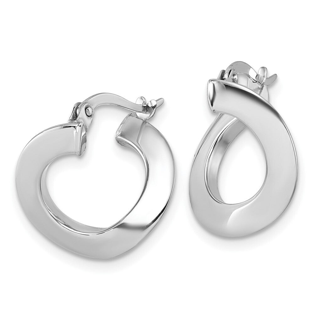 14k White Gold Polished Twisted Tube Hoop Earrings Gift for Women