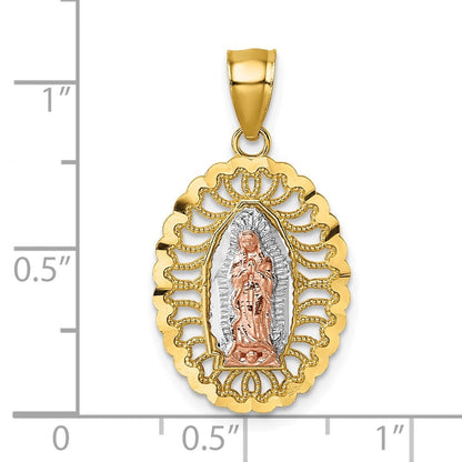 14k Two-tone Gold with White Rhodium Polished Guadalupe Pendant