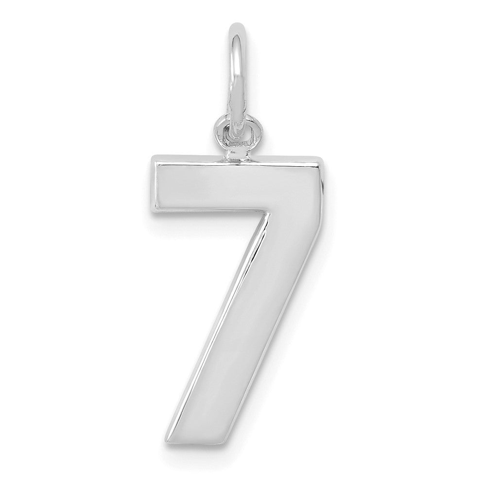 14K White Medium Polished Number 7 Charm