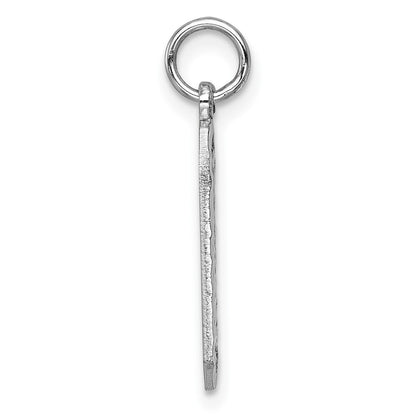 14k White Gold Large Brushed Diamond-cut Number 0 Charm Pendant for Women