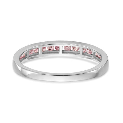 14k White Gold Pink Sapphire Complete Channel Band Size 7